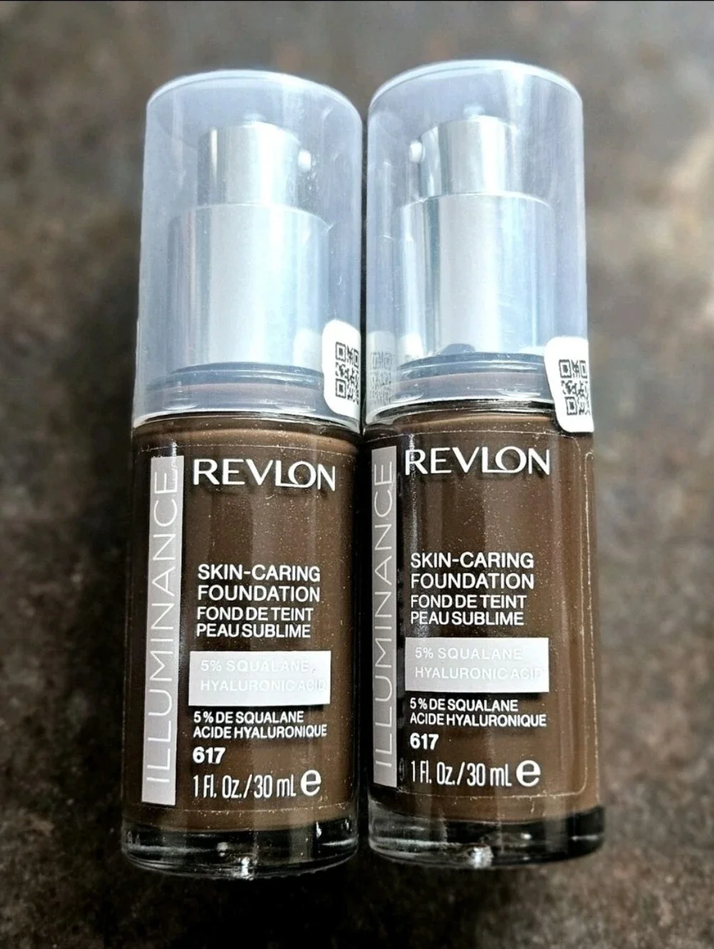 2 x Revlon 617 EBONY Illuminance Skin-Caring Foundation 1 oz ea NEW! Contour Too